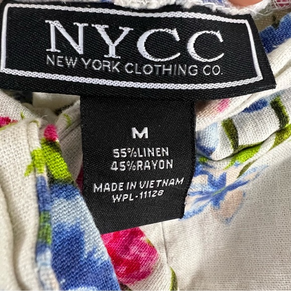 Linen Blend NYCC Tropical Floral Print Button Down A-Line Tie Waist Midi Skirt - Picture 10 of 12